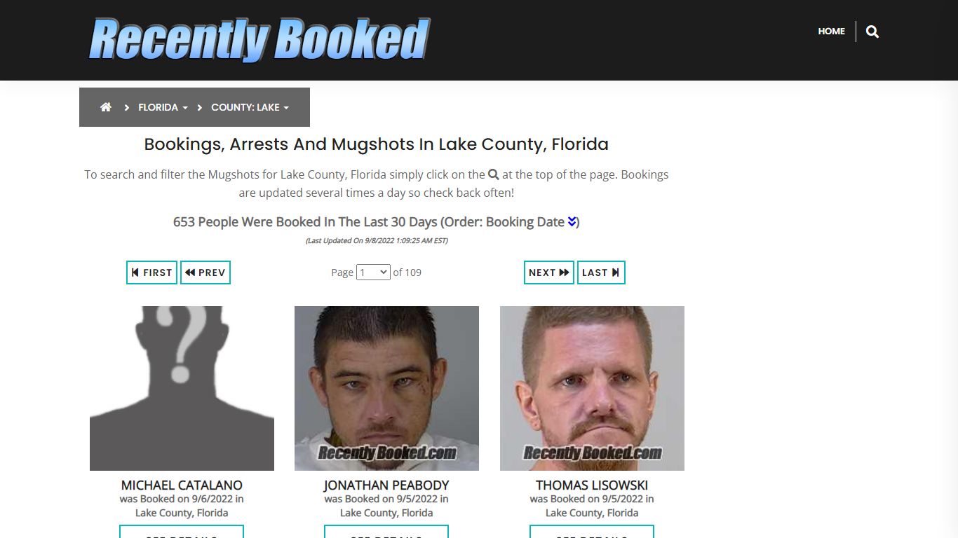 Recent bookings, Arrests, Mugshots in Lake County, Florida