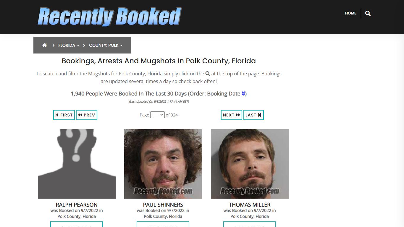 Recent bookings, Arrests, Mugshots in Polk County, Florida